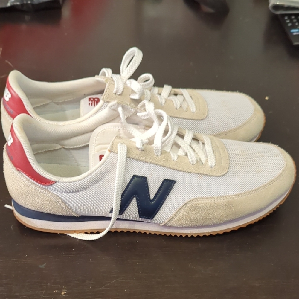 New Balance Men's White, Navy, and Red Sneakers
